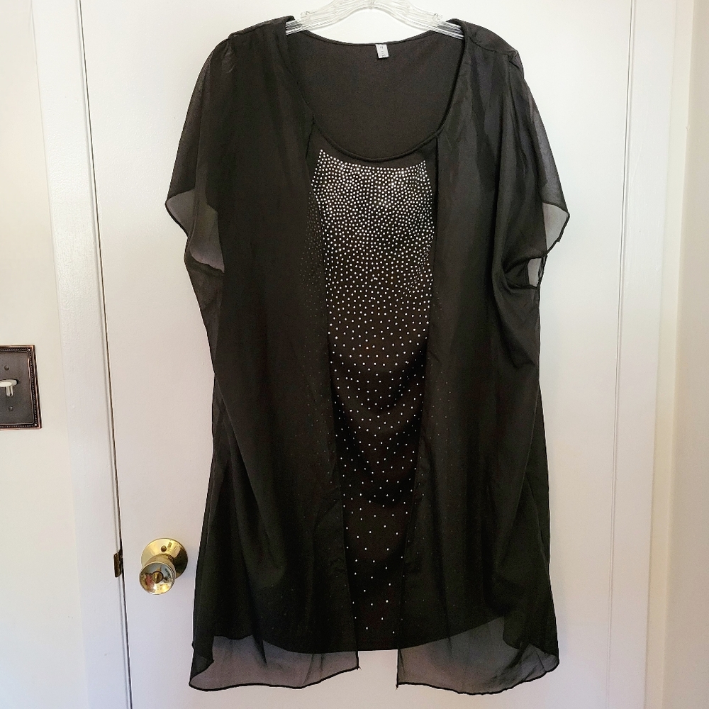 Black and silver dress with cape for New Years Eve Wedding Reception Birthday - Picture 3 of 5
